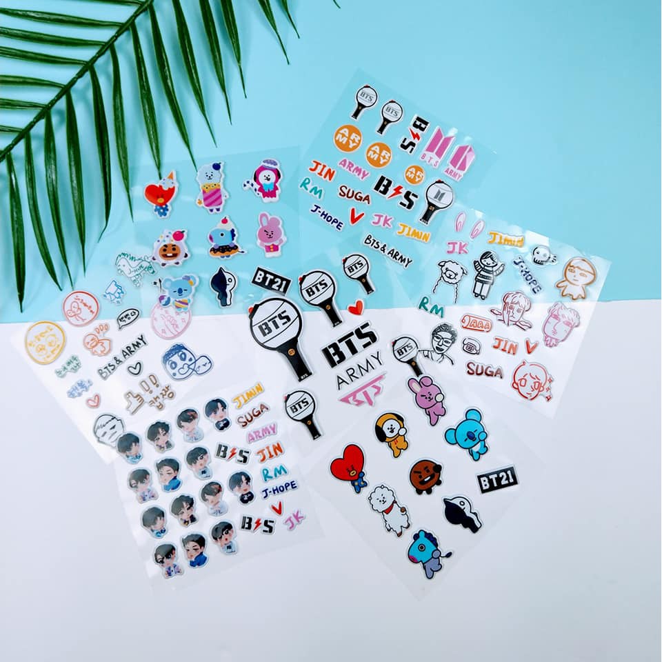 Sticker 3D dán điện thoại, laptop BTS, GOT7, Wanna one, Blackpink, Nine percent