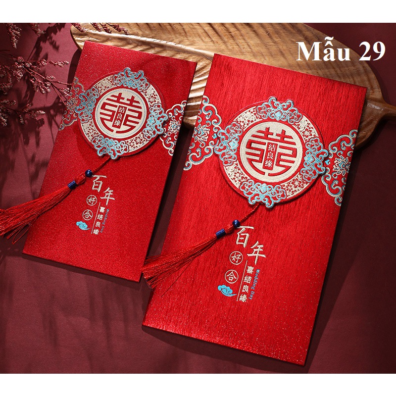 {Dạng Bao/ Vải/ Hộp} Nạp Tài Mùa Cưới cao cấp, họa tiết in nổi sắc nét