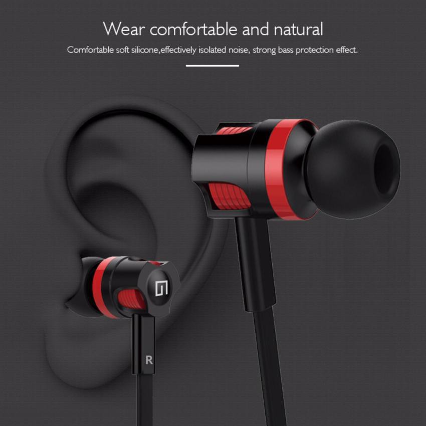 Tai Nghe Earphone Langsdom JM26 Super Bass Màu Đen Phối Đỏ