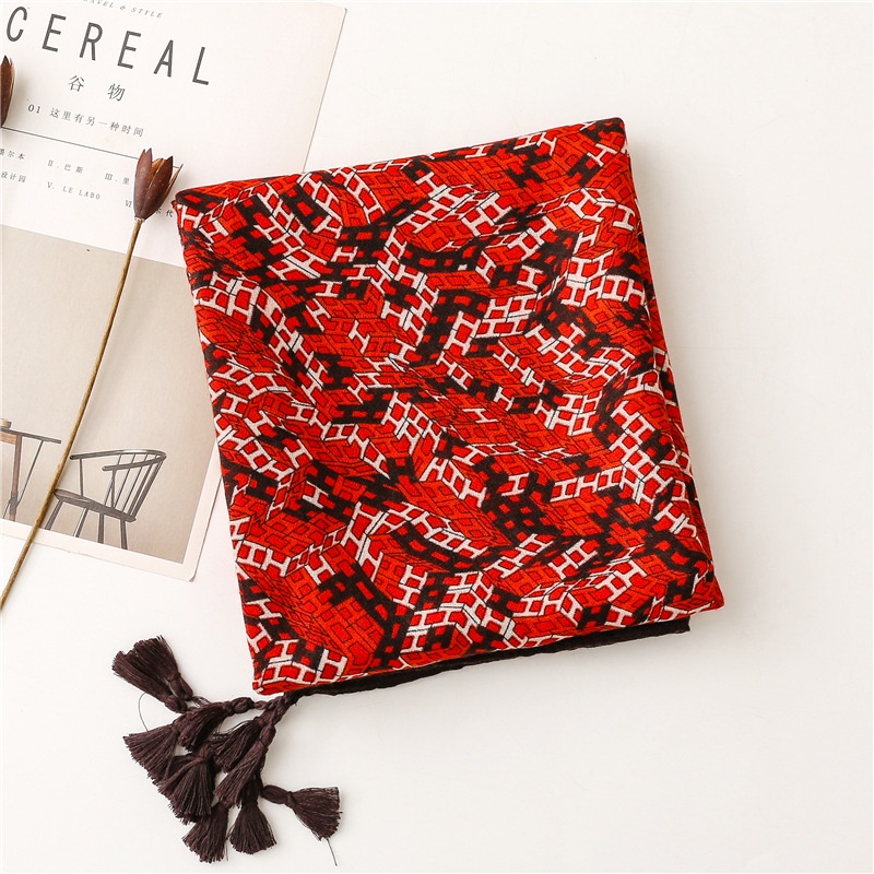 Khăn Choàng Cotton Linen In Họa Tiết Thời Trang Nhật Hàn
