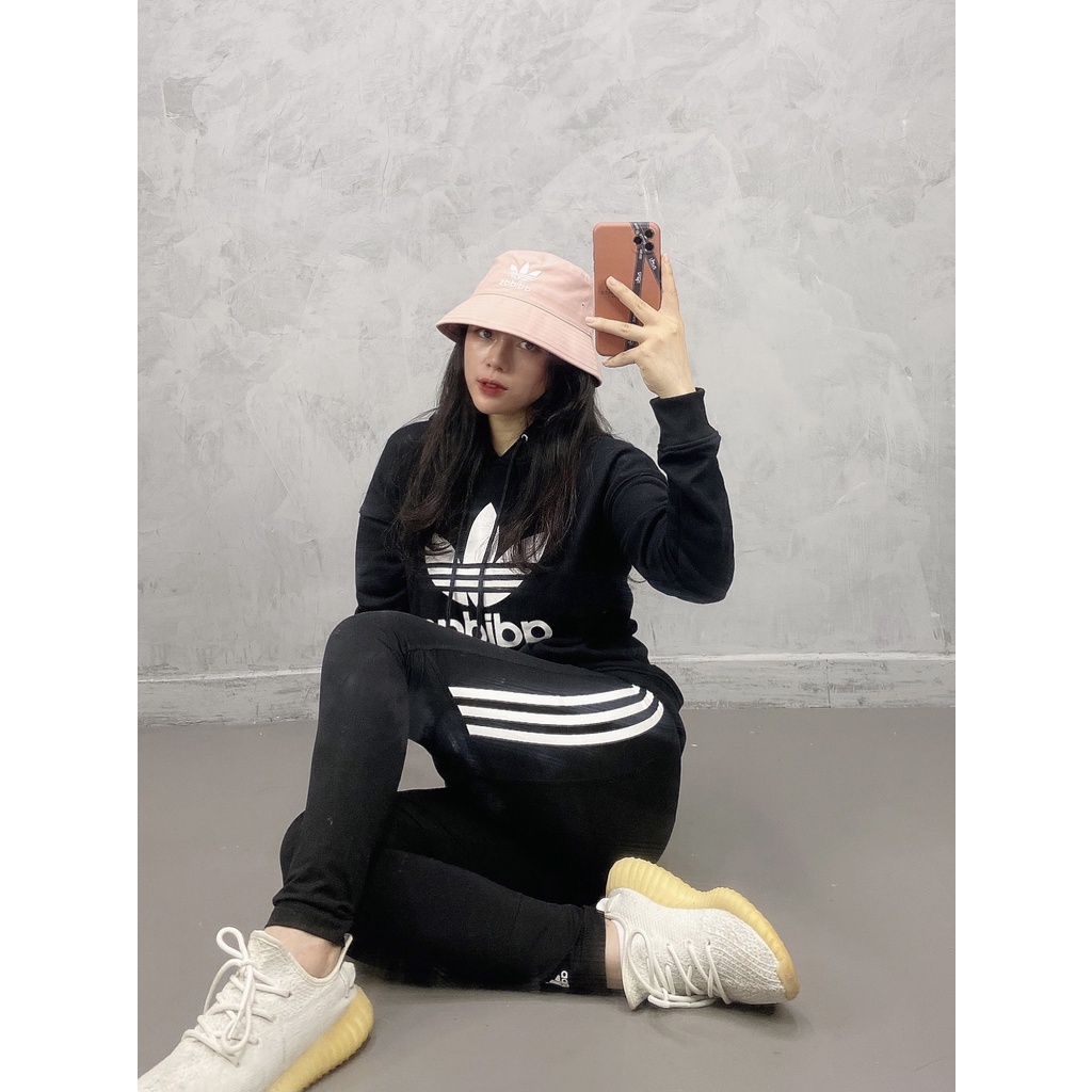 Mũ Bucket das cam nhạt H15 ADICOLOR BUCKET HAT PINK Made in Thailand full tag code
