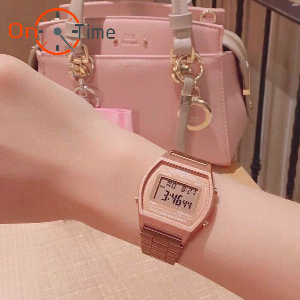 Đồng hồ đeo tay nữ Casio vỏ thép OneTime màu hồng nữ tính cực xinh