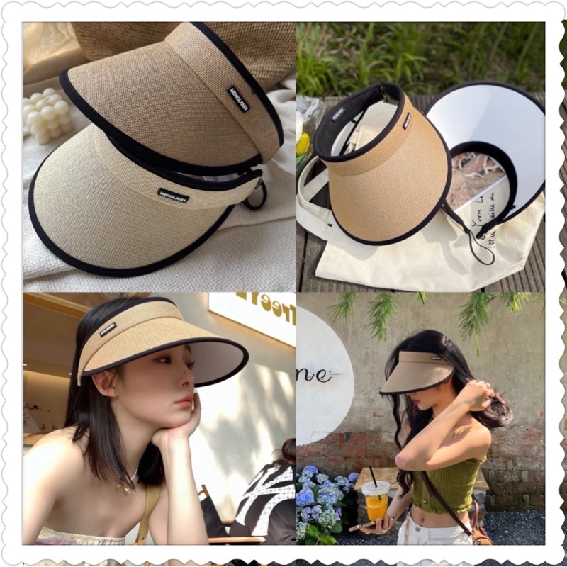 Mũ cói hở chóp vành rộng chống nắng tia uv hoạ tiết chữ , phụ kiện thời trang nữ