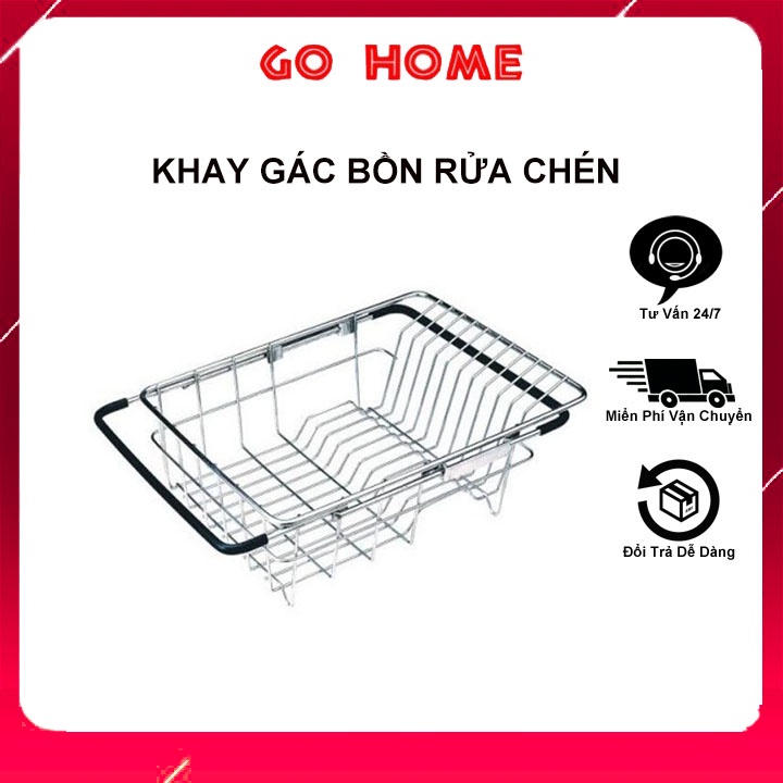 Khay Inox gác lên bồn rửa chén size lớn tùy chỉnh kích thước tiện lợi gọn gàng  đựng đĩa chén trái cây