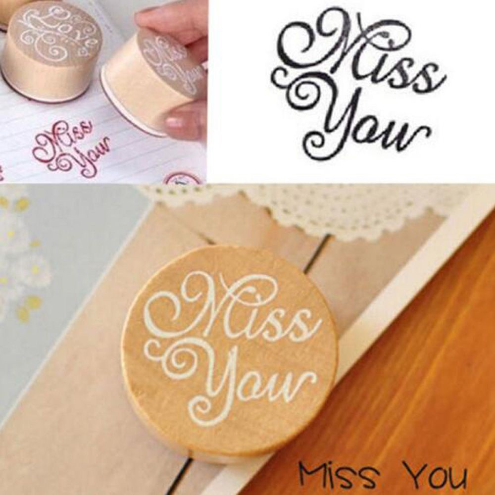 MIQUEL Love You Thank You Wooden Rubber Stamp DIY Letter Stamp Floral Flower Pattern Craft Round for Scrapbook Retro Vintage Photo Album Embossing