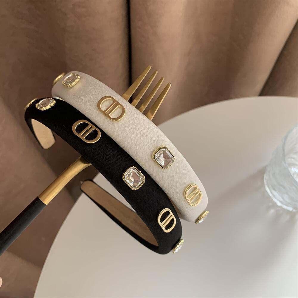 Băng đô cài tóc rửa mặt Bằng Da PU In Chữ D Lấp Lánh Thời Trang Cho Nữ