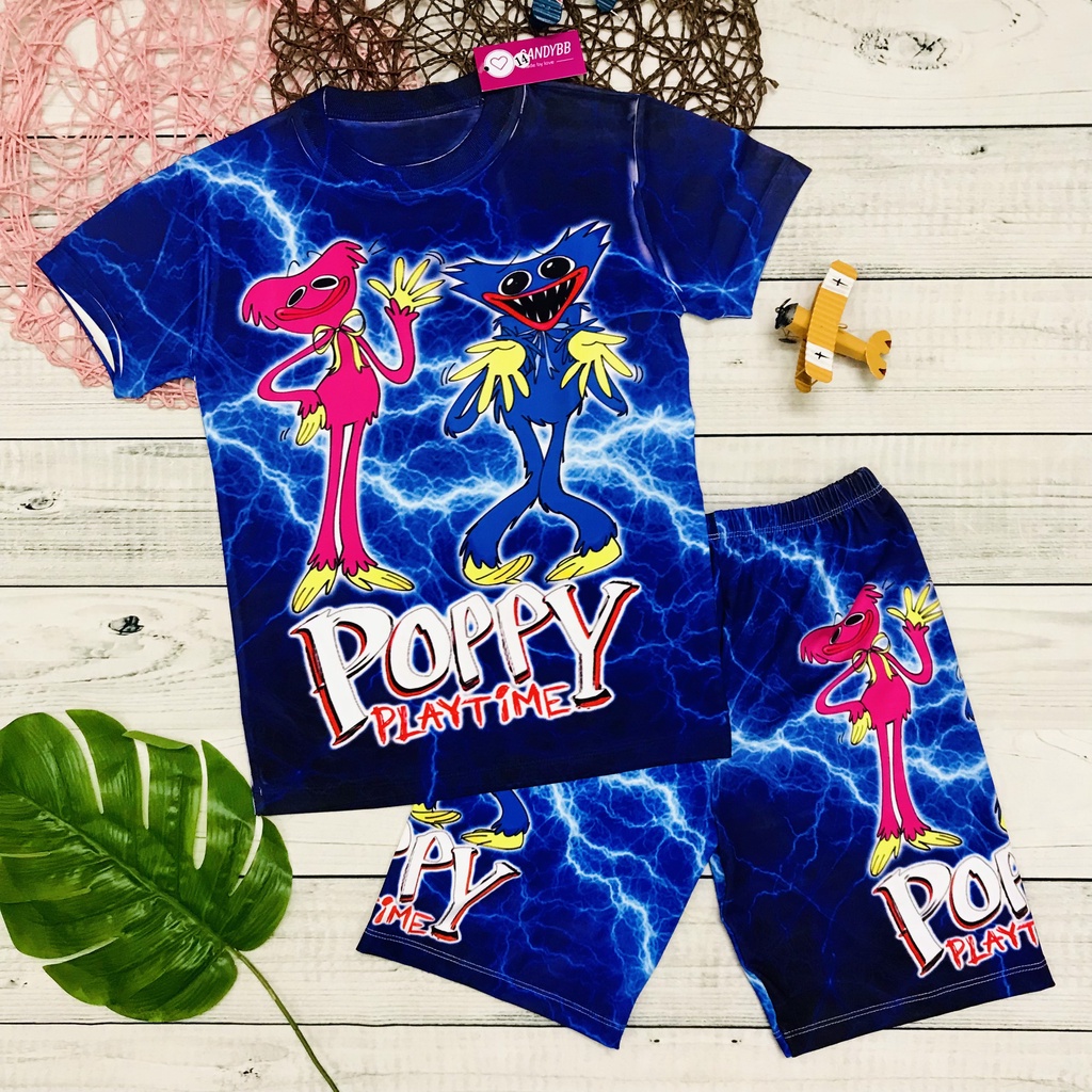 Đồ bộ bé trai, bộ thun lạnh in hình Huggy Wuggy - Poppy Playtime bé trai size đại từ 10kg -60kg