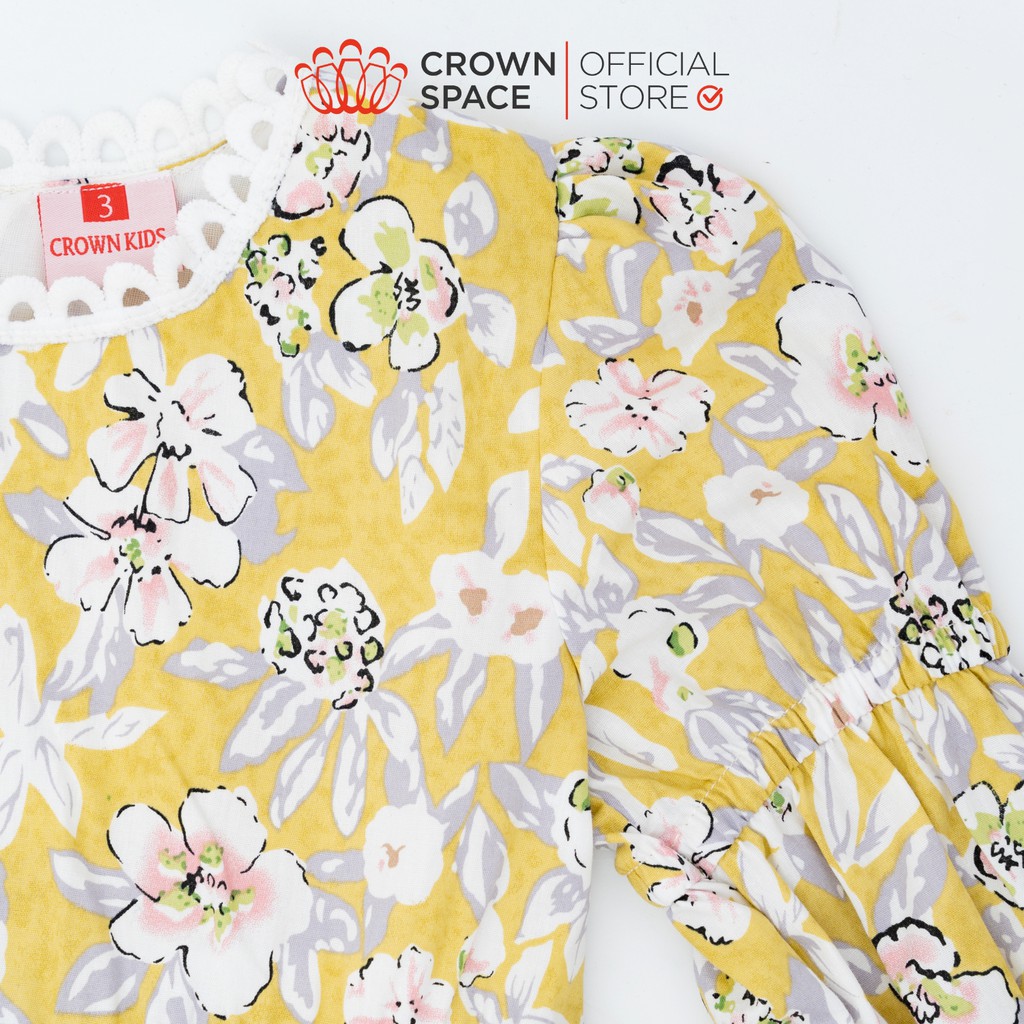 Váy Thu Đông Cao Cấp Crown Space Tay Dài Hai Lớp Dành Cho Bé Gái -Xanh Pastel Hoa Nhí Siêu Xinh CKGL2811502 Size 13-33kg