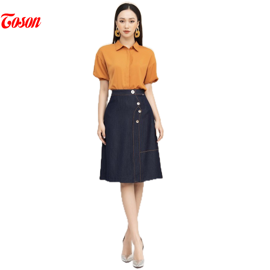 Chân váy giả bò, dáng dài, thân trước đính cúc cách điệu 34025T620 TOSON