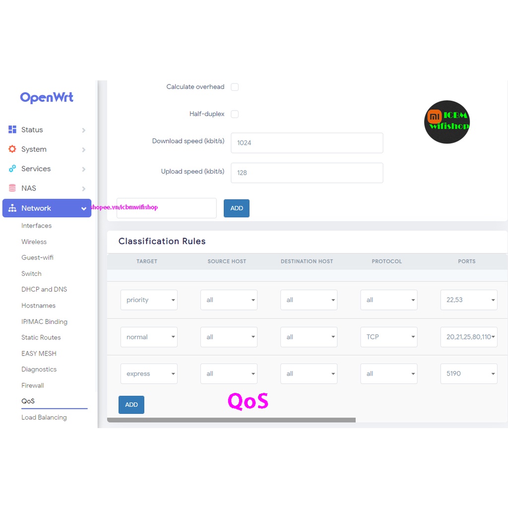 Openwrt wifi Xiaomi router Open port support  Fast roamming, Mwan3,QoS,Adblock plus.