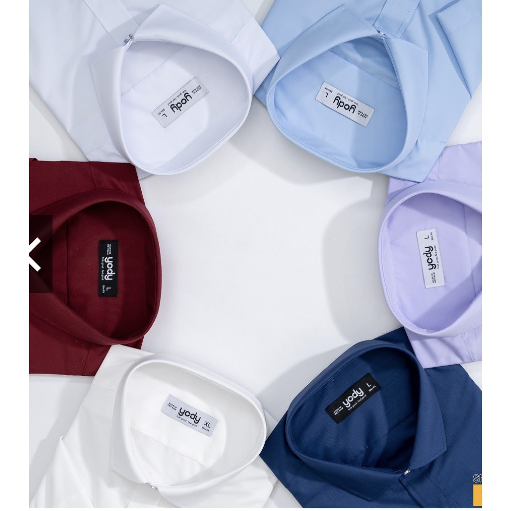Sơ mi nam cộc tay slim có túi áo sơ mi nam tay ngắn có túi vải lụa mềm chính hãng YODY - SNM4005 | BigBuy360 - bigbuy360.vn