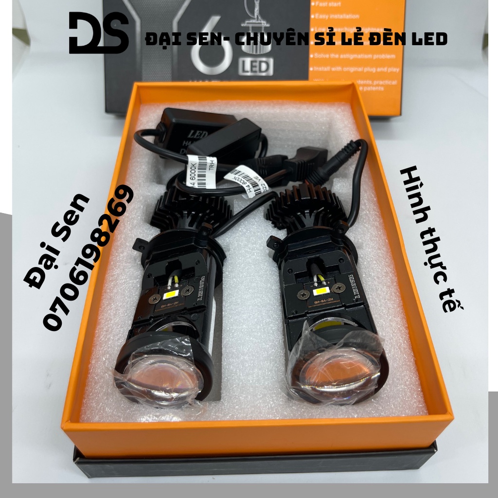 Đèn Led pha cầu mini Y6 loại cao cấp chân H4 cho ô tô và xe máy giá 1 bộ 2 bóng