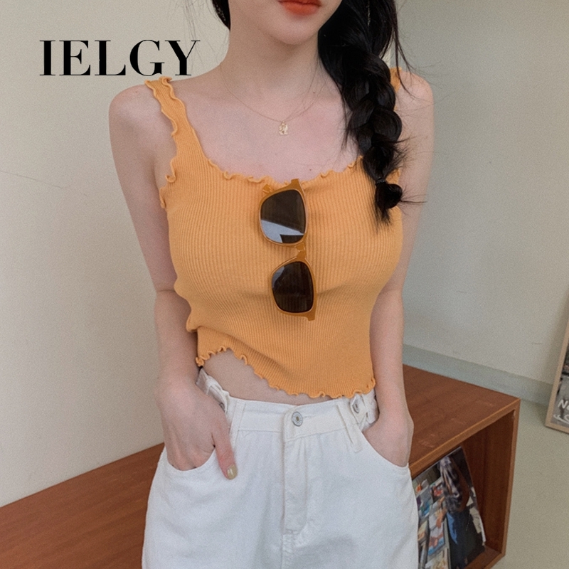 IELGY Áo dệt kim không tay phong cách Hàn Quốc dành cho nữ