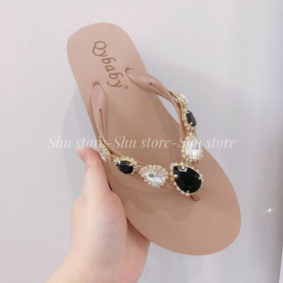 Dép kẹp xốp đính đá Shu Store - Dép kẹp nữ thời trang quý phái
