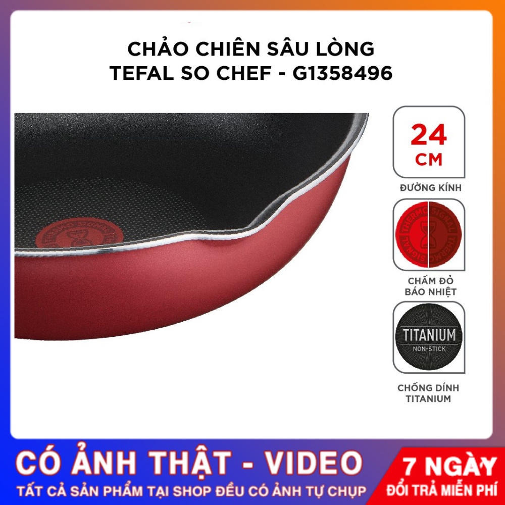 Chảo Chiên Tefal So Chef, Đáy Từ, Chống Dính, Sâu Lòng, 24/28cm, Bảo Hành 24 Tháng