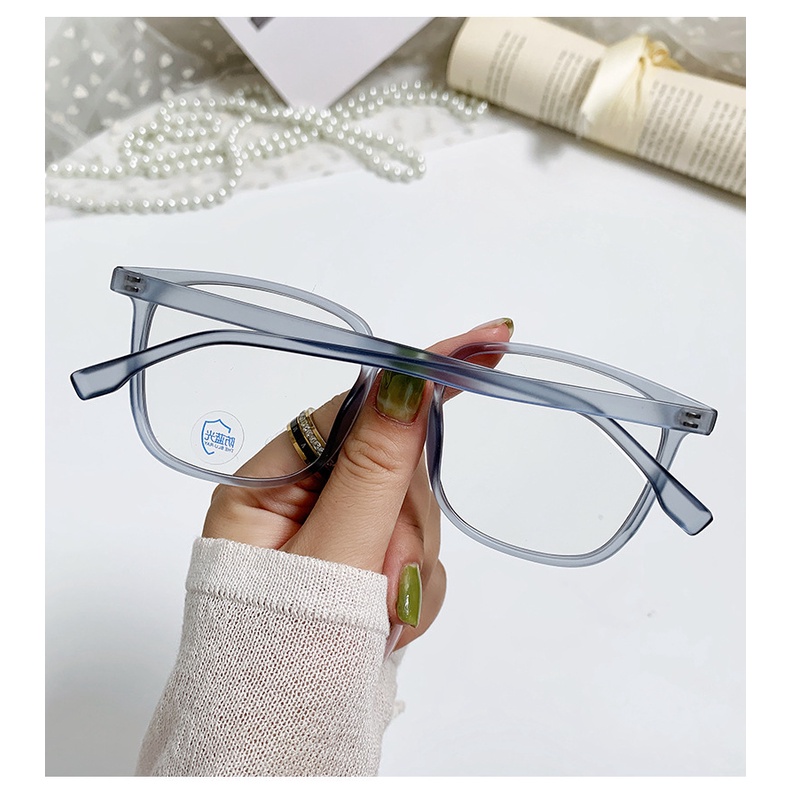 [-0°~-450°Mắt Kính Gọng Lớn Màu Nâu Lạnh TR90 Chống Ánh Sáng Xanh Thời Trang Cho Nam Và Nữ