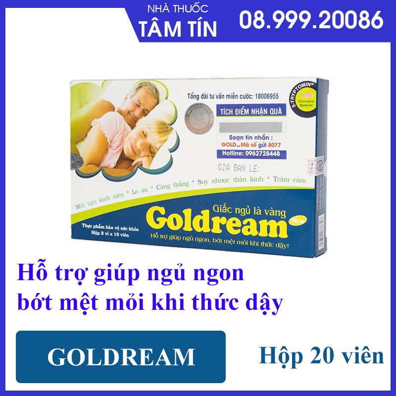 [CHÍNH HÃNG ]  Viên Uống Hỗ Trợ Điều Trị Các Triệu Chứng Mất Ngủ GOLDREAM - (20 viên/ hộp)