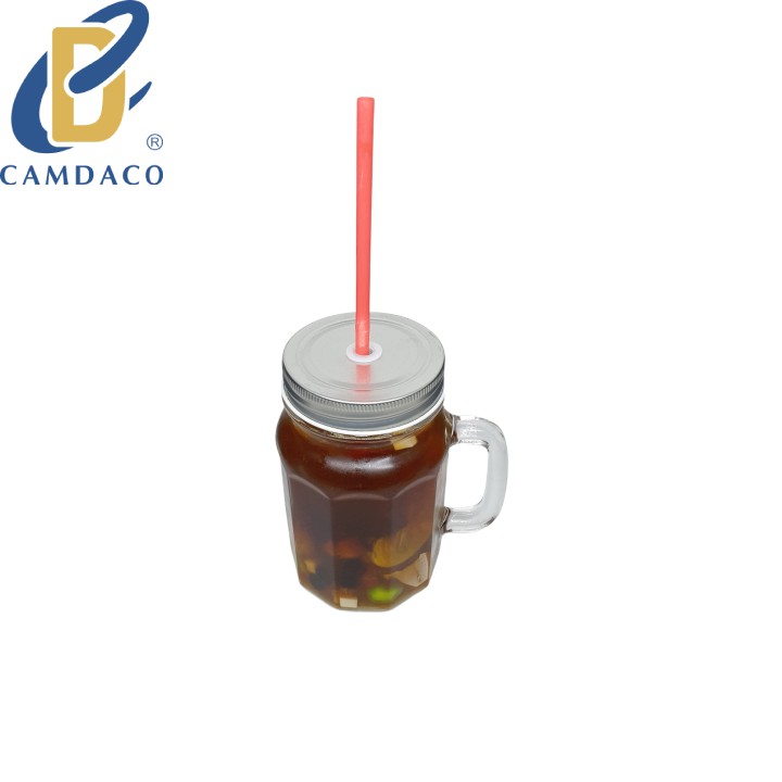 Ly Cốc Thủy Tinh Uống Trà Sữa 10 Cạnh 450ML Cẩm Đạt