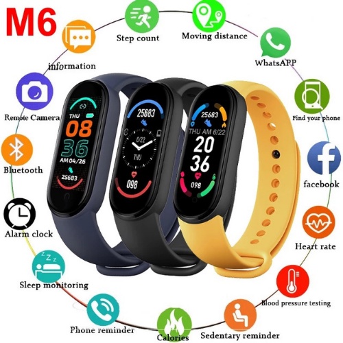 Đồng hồ thông minh đeo tay M6,  kết nối bluetooth, chống nước IP67, đa chức năng, đồng hồ thể thao, theo dõi sức khỏe
