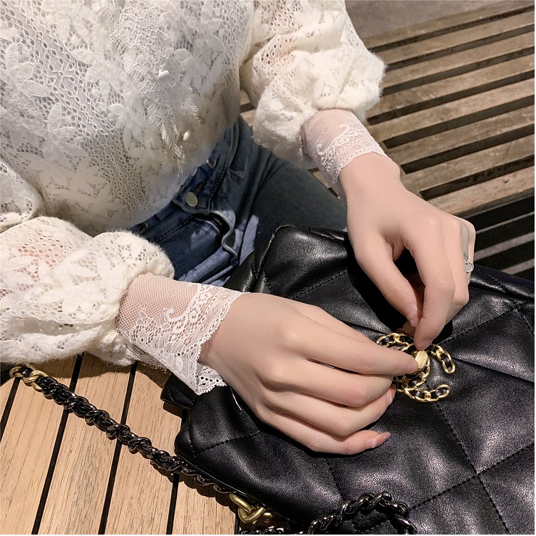 Áo Kiểu Tay Dài Cổ Chữ V Phối Ren Quyến Rũ Thời Trang Cho Nữ