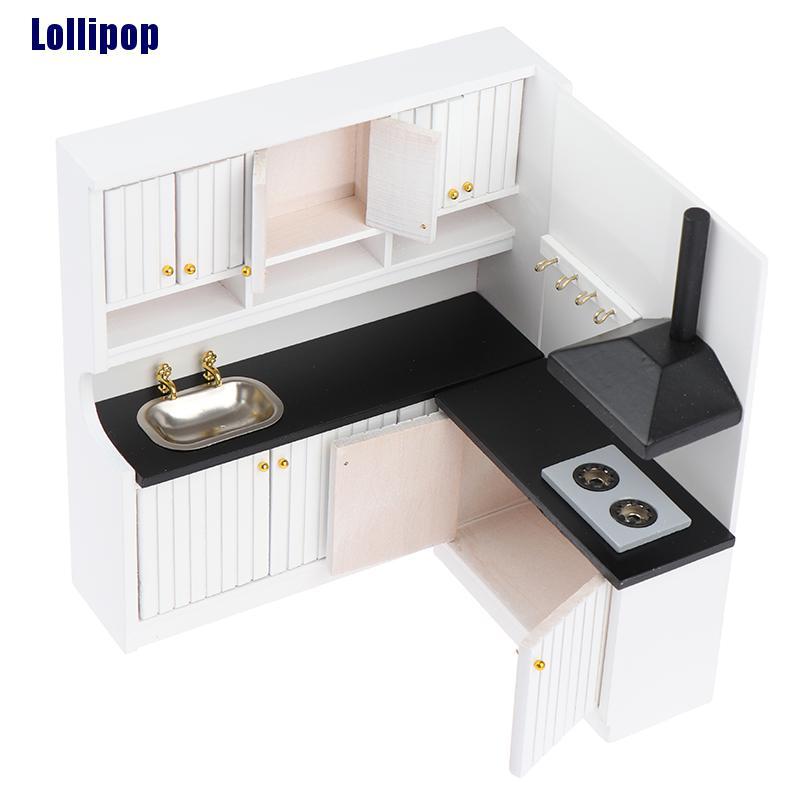 Bộ đồ chơi nhà bếp bằng gỗ tỉ lệ 1: 12 trang trí nhà búp bê