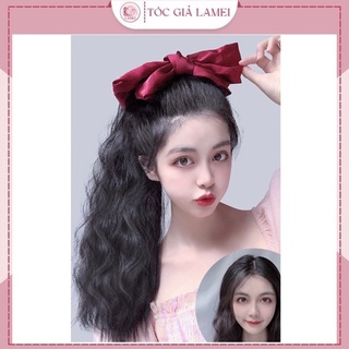 Tóc Giả Nữ Cột💖𝑭𝑹𝑬𝑬𝑺𝑯𝑰𝑷💖Tóc Giả Buộc Xù Nơ Đỏ