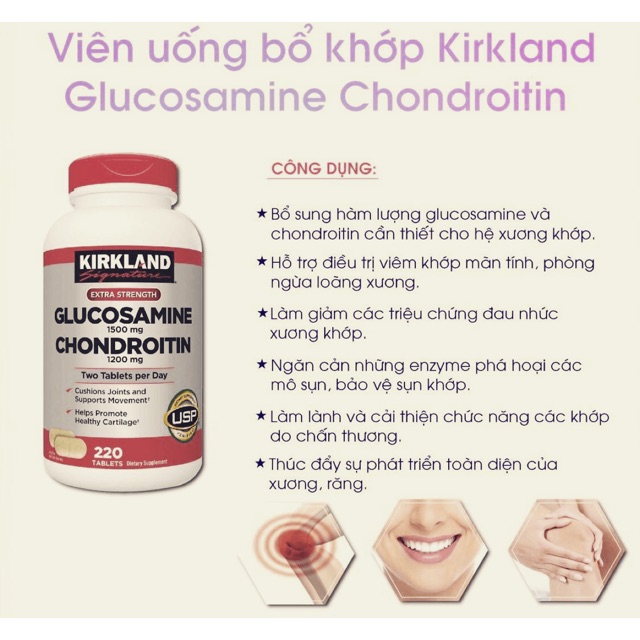 Viên bổ xương GLUCOSAMINE nhập từ Mỹ loại 220 viên