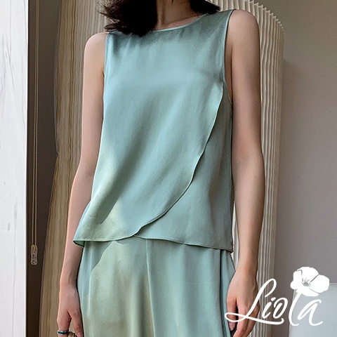 Set đồ lụa mặc nhà, dạo phố thanh lịch, trẻ trung hiện đại - Bộ mặc nhà lụa ngọc trai cao cấp thiết kế Liola