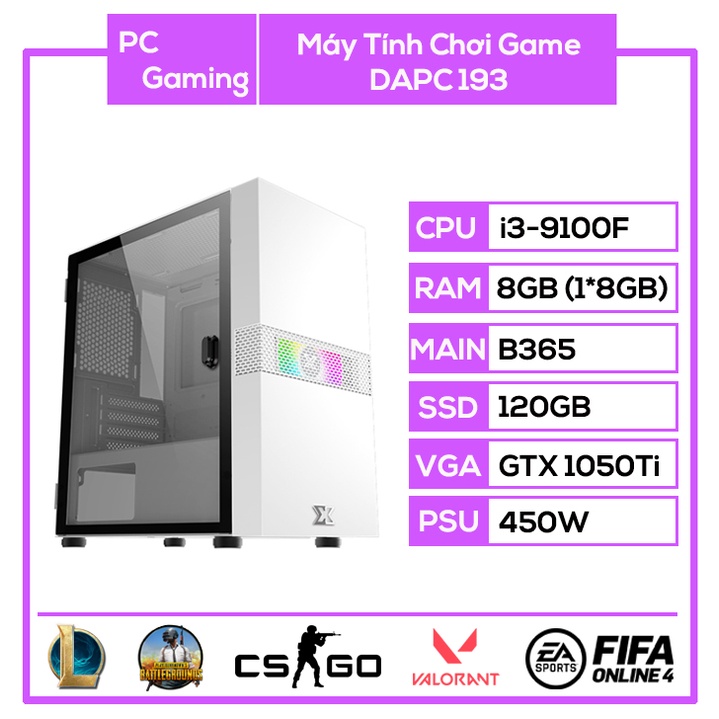 Máy Tính Chơi Game DAPC 193 (Core i3-9100F/B365/8GB RAM/120GB SSD/VGA 1050Ti)