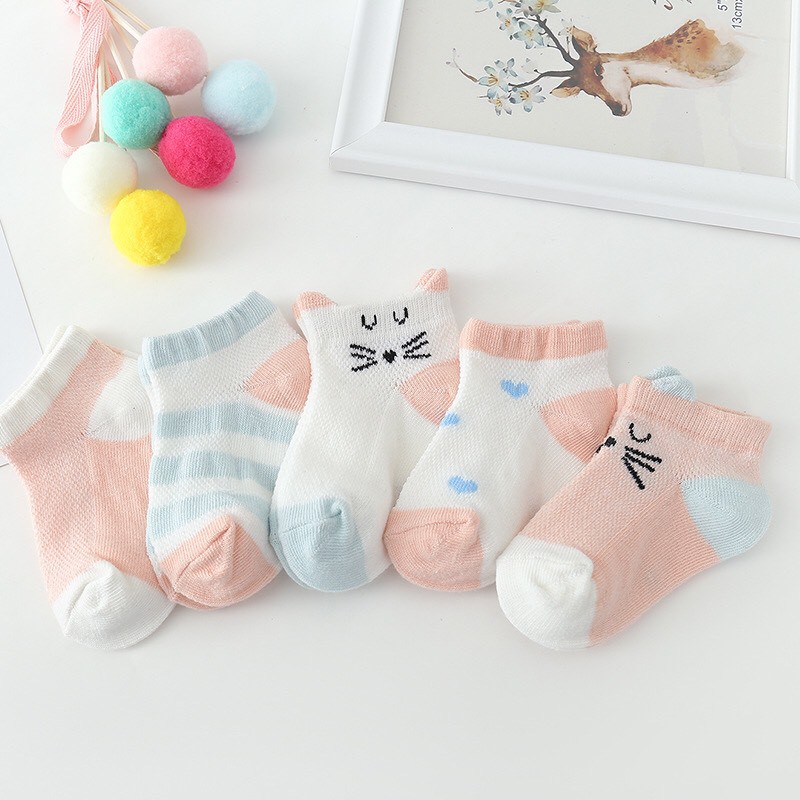 Tất điều hòa cho bé mềm mại, set 5 đôi tất kid s socks thoáng khí đủ size - ảnh sản phẩm 4