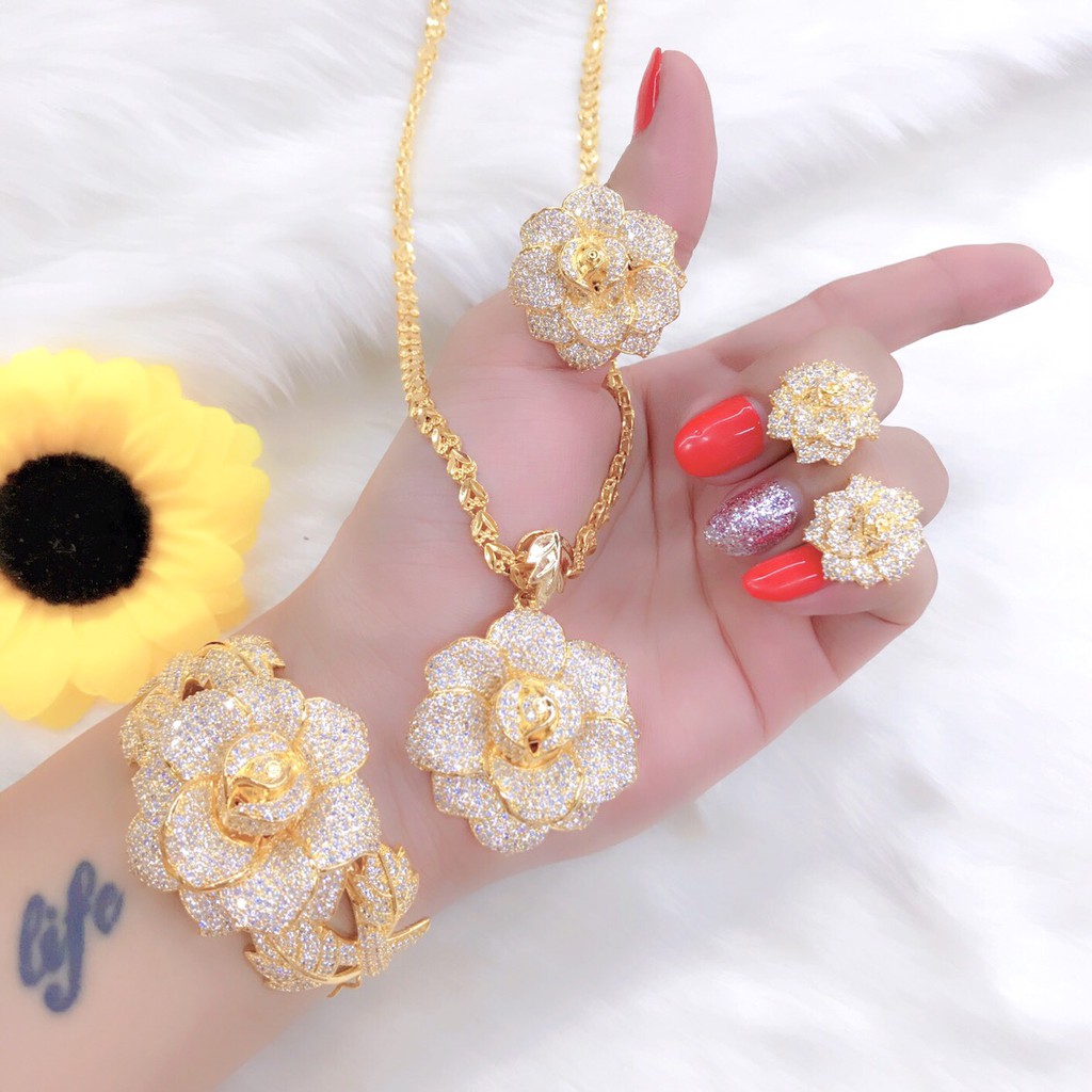 BỘ TRANG SỨC 4 MÓN MẠ VÀNG 18K mã UH13