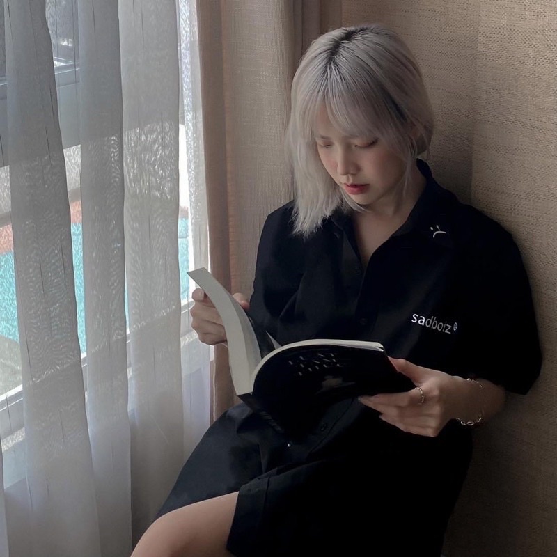 Áo sơ mi SAD BOIZ SIGNATURE OVERSIZED SHIRT BLACK