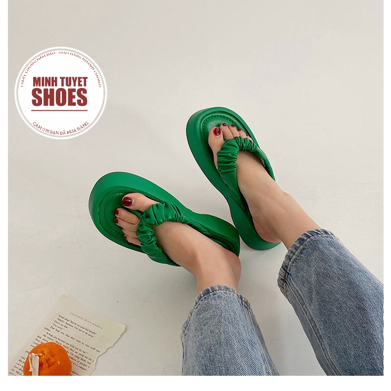Dép nữ quai ngang bản rộng che khuyết điểm đế bánh mì 3 phân tôn dáng hottrend phong cách ulzzang mã DBM2 MINHTUYÉTHOES