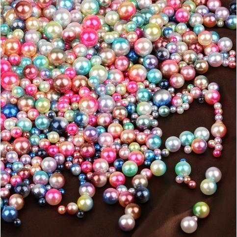Chuỗi hạt ngọc trai giả ABS màu cầu vồng mới 3/4/6mm