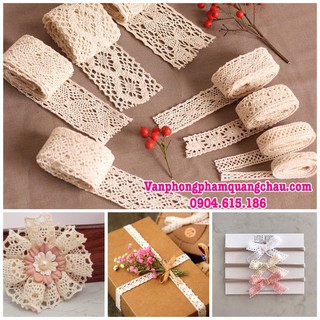 Ruy băng ren nâu/kem - Bản rộng từ 1cm - 4cm, dài 02 mét (tùy mẫu) - Đọc kỹ mô tả sản phẩm