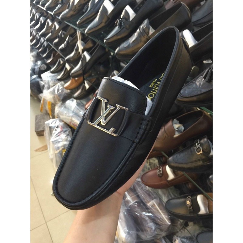 Giày lười da nam, Giầy Mọi Moca LV Nam Dập Hoa Thời Trang Da Bò Xịn Chuẩn chuẩn size việt Bảo hành 2 năm
