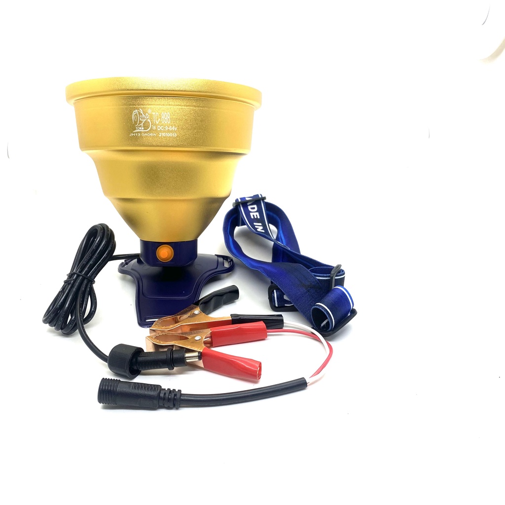 Đèn pin đội đầu siêu sáng đèn kẹp bình ác quy 12V TC 898 led P90 chóa 13.5cm