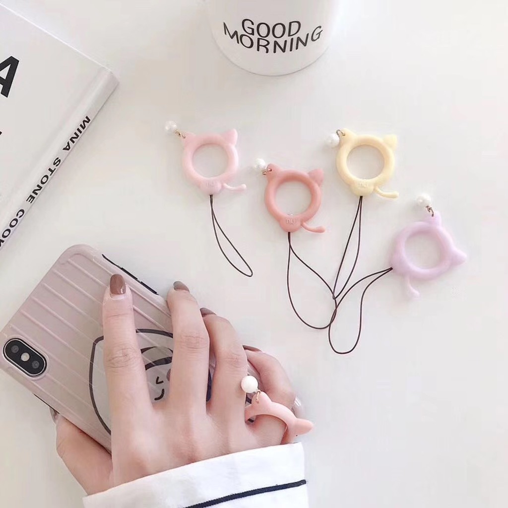 Nhẫn đeo tay dây ngắn kiểu hoạt hình đáng yêu bằng silicon cho điện thoại | BigBuy360 - bigbuy360.vn
