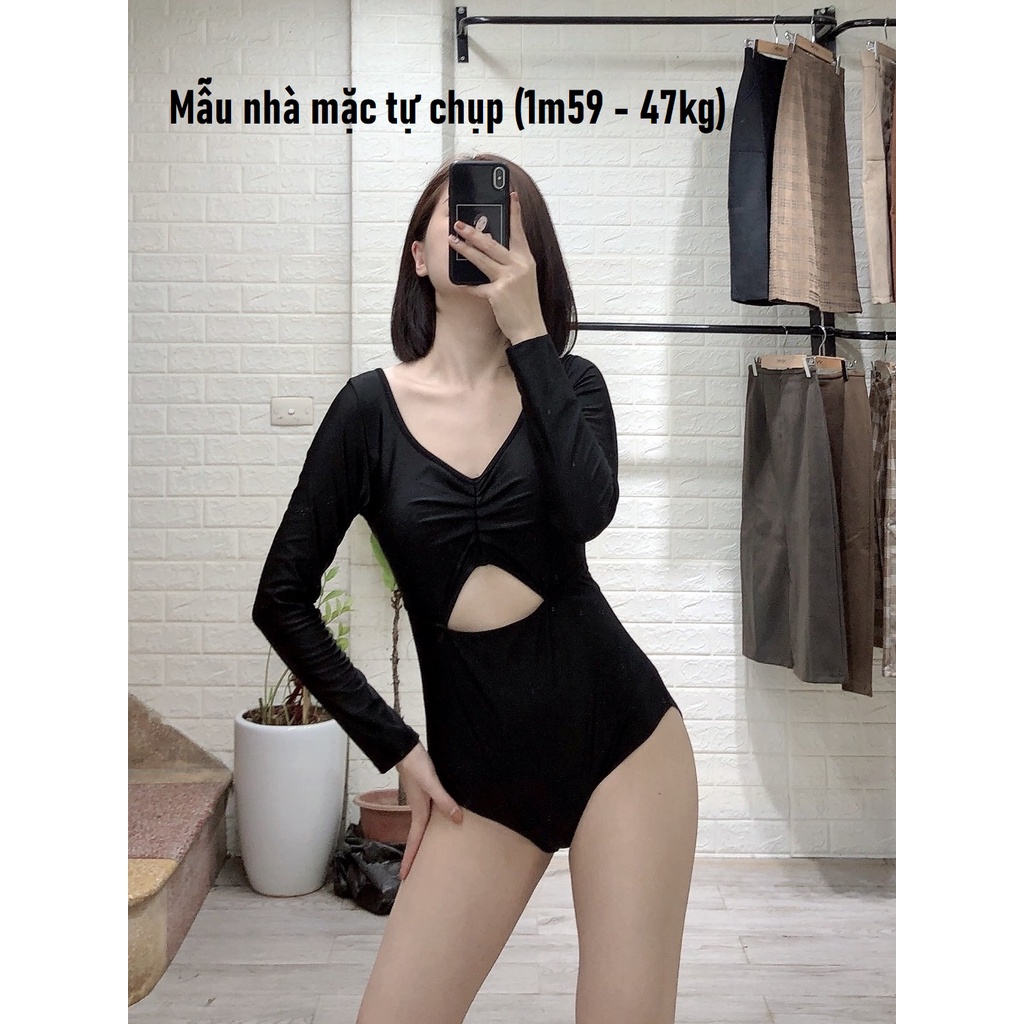 Bikini 1 mảnh dài tay khoét bụng, bộ bơi liền hot trend siêu sang sống ảo, Bikini191