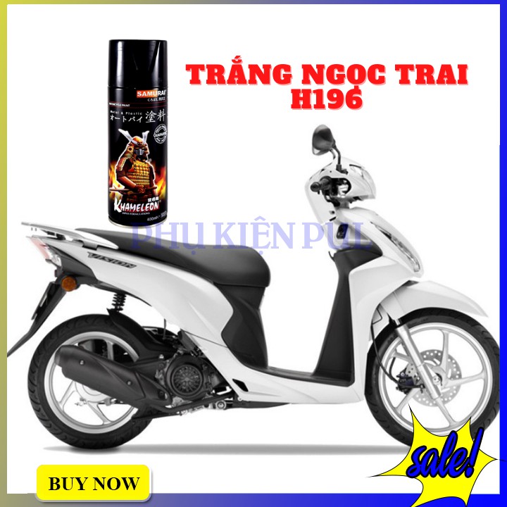 Sơn xịt xe máy trắng ngọc trai Samurai h196** chính hãng