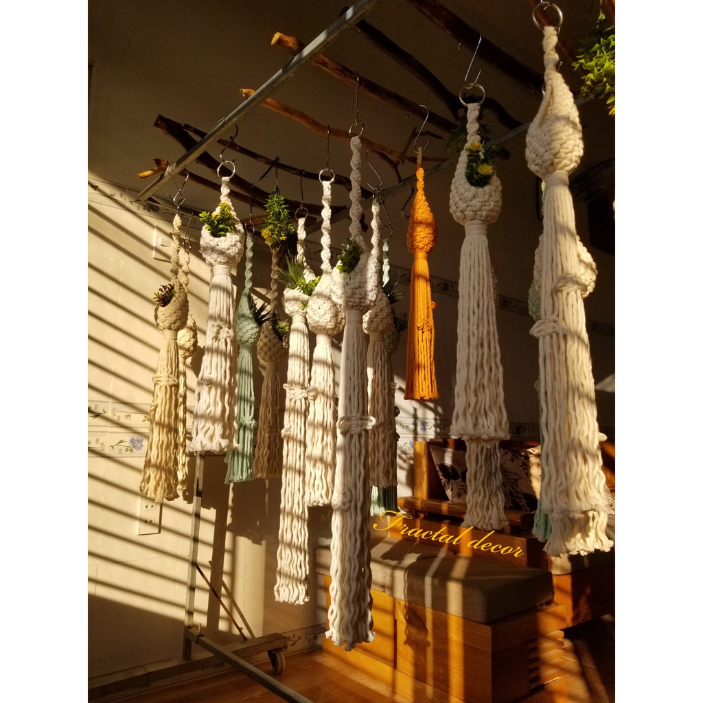 [Mua 2 tặng 1] Macrame Treo Chậu Cây, Dây Đan Treo Cây, Giỏ Treo Cây Handmade,Trang Trí Nhà Cửa, Coffee, Studio