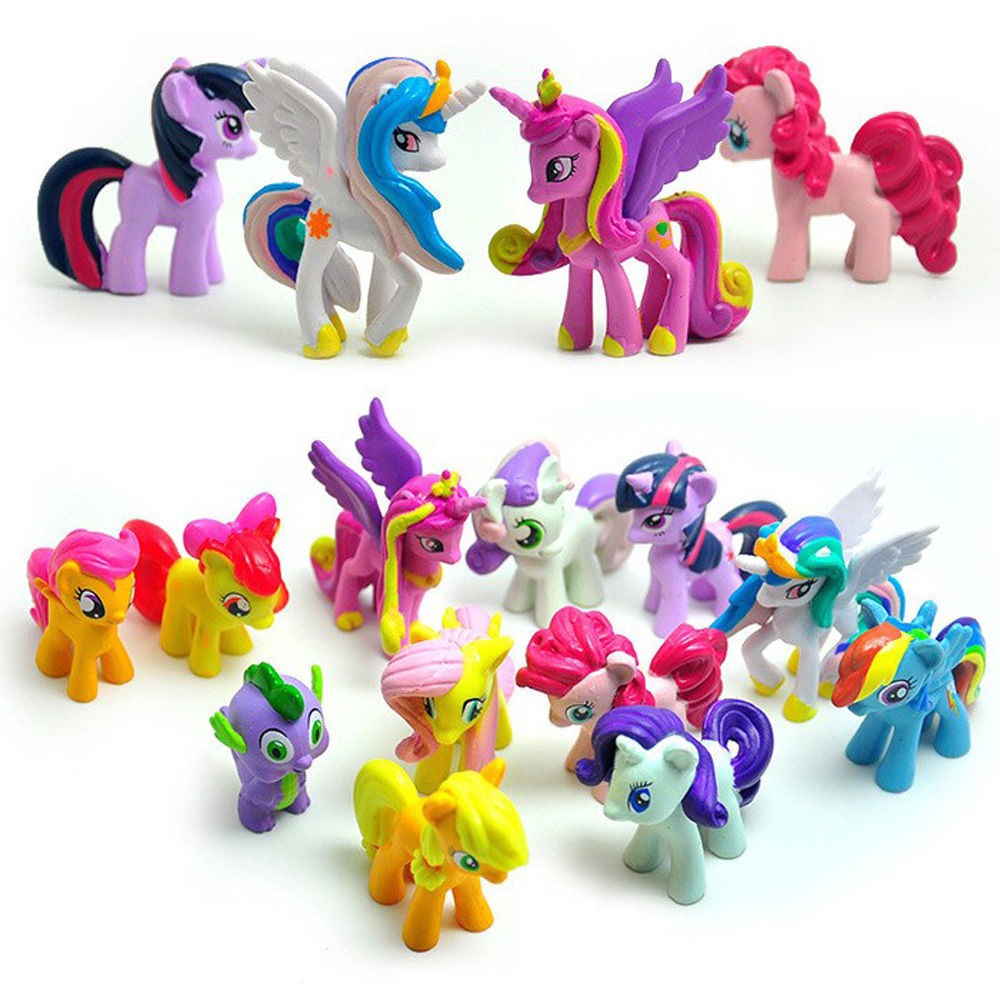 Set 12 Mô Hình Ngựa Pony Bằng Pvc Dùng Trang Trí Bánh Kem