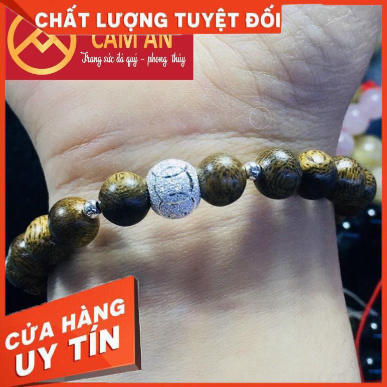 Vòng Tay Trầm Hương Cao Cấp Size 8mm Mix Bi Bạc - Tặng Hộp Đựng Cao Cấp