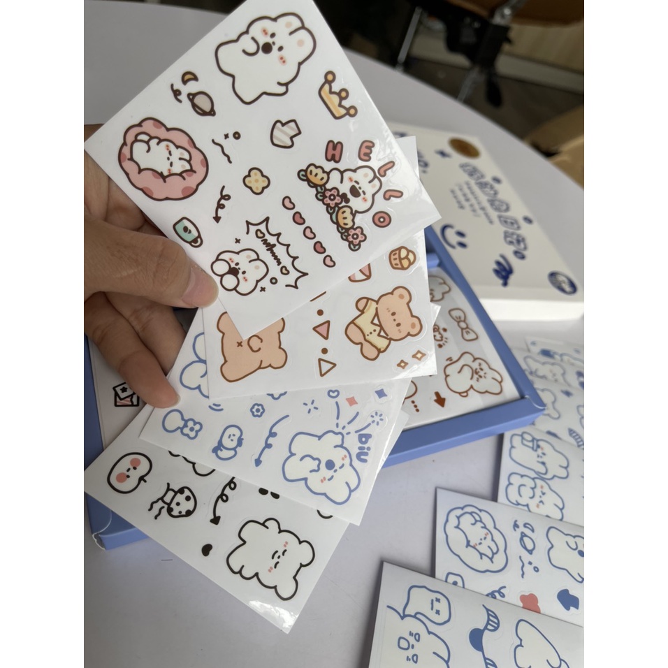 Hot 1 Miếng Sticker 2D chỉ 1K Siêu Dễ Thương Để Dán Bình Nước Sách Vở Sổ Sách Cực Xinh Phù Hợp Cho mọi người