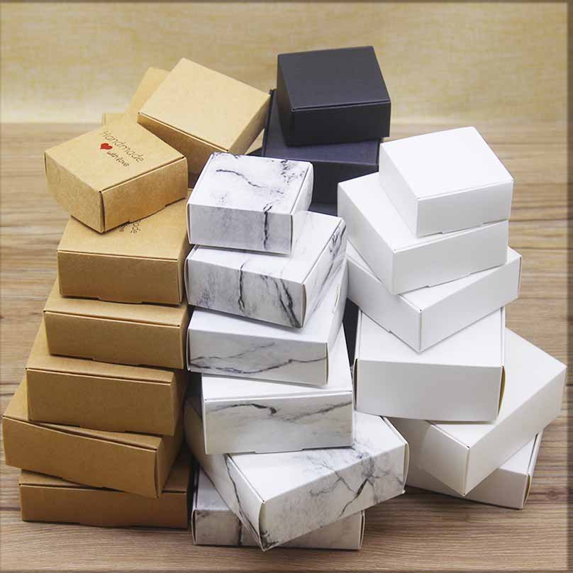 Hộp Giấy Kraft Đựng Bánh Kẹo Họa Tiết Vân Đá Thủ Công Trang Trí Tiệc Cưới