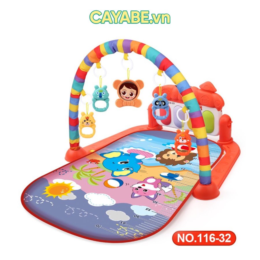 Thảm nhạc nằm chơi cho bé CAYABE có đàn piano, có đèn hình thú đáng yêu, đệm nằm êm ái