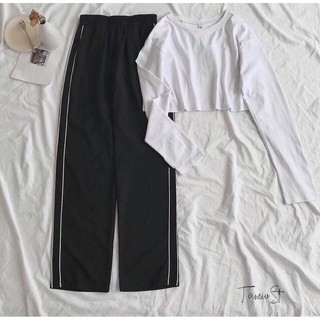 Áo thun nữ | Áo croptop form rộng tay dài