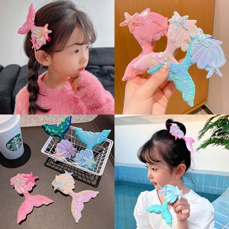 Kẹp Tóc Mái Bằng Sequin Họa Tiết Hoạt Hình Phong Cách Hàn Quốc Cho Bé Gái