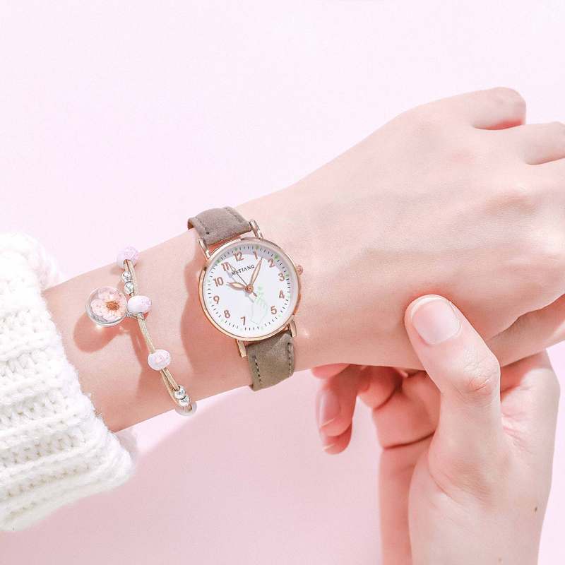 [Hot Promos] Đồng Hồ Đeo Tay Dây Giả Da Phát Quang Phong Cách Đơn Giản Chất Lượng Cao Cho Nữ