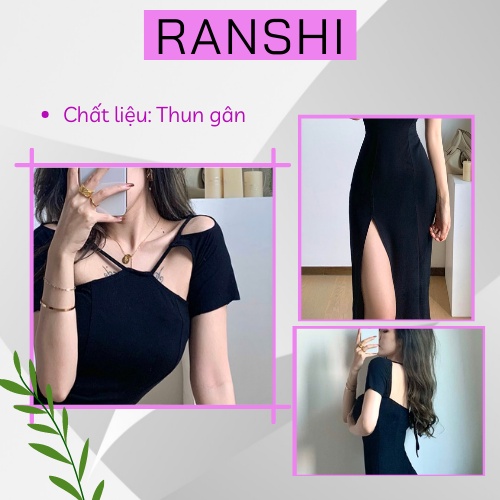 [HÀNG CAO CẤP] Đầm Body Xẻ Tà Cao RANSHI Váy Dự Tiệc Xẻ Đùi Cách Tân Sang Trọng Quyến Rũ - RBD023